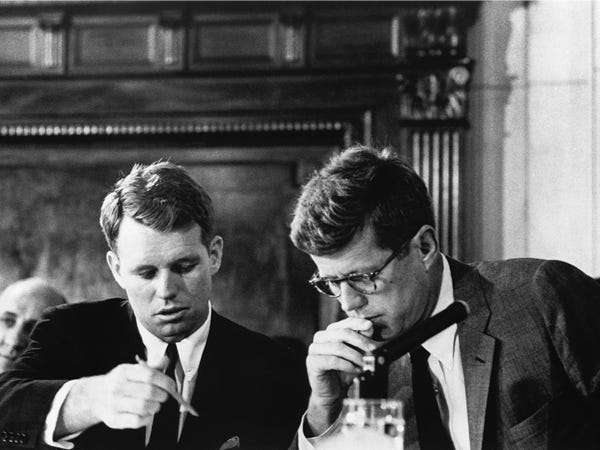 Robert Kennedy left and John F