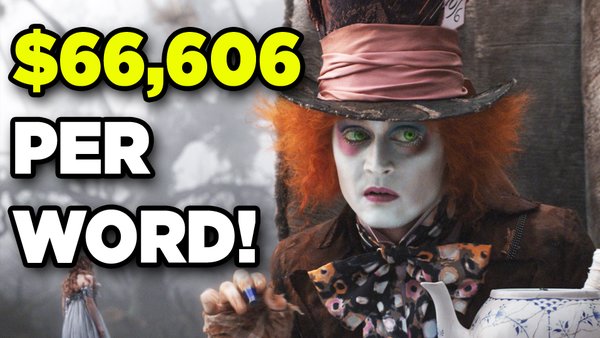 ۵- جانی دپ (۶۶,۶۰۶ دلار برای هر کلمه دیالوگ در Alice In Wonderland)