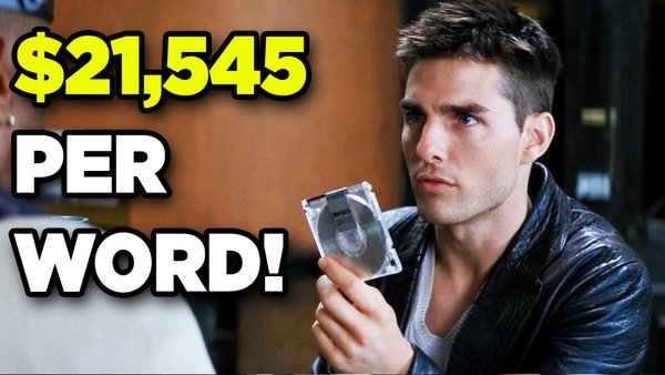 ۸- تام کروز (۲۱,۵۴۵ دلار برای هر کلمه دیالوگ در Mission: Impossible)